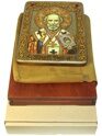 Аналойная икона "Святитель Николай, архиепископ Мир Ликийский (Мирликийский), чудотворец" на мореном дубе