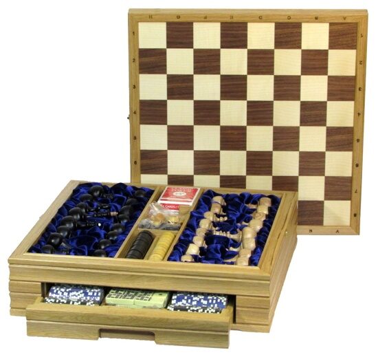 Игровой набор (шахматы, шашки, нарды, домино, карты, кости, фишки для покера) 44х44 см