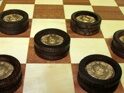 Шашки "Светлое настоящее - тёмное прошлое" на березовой доске